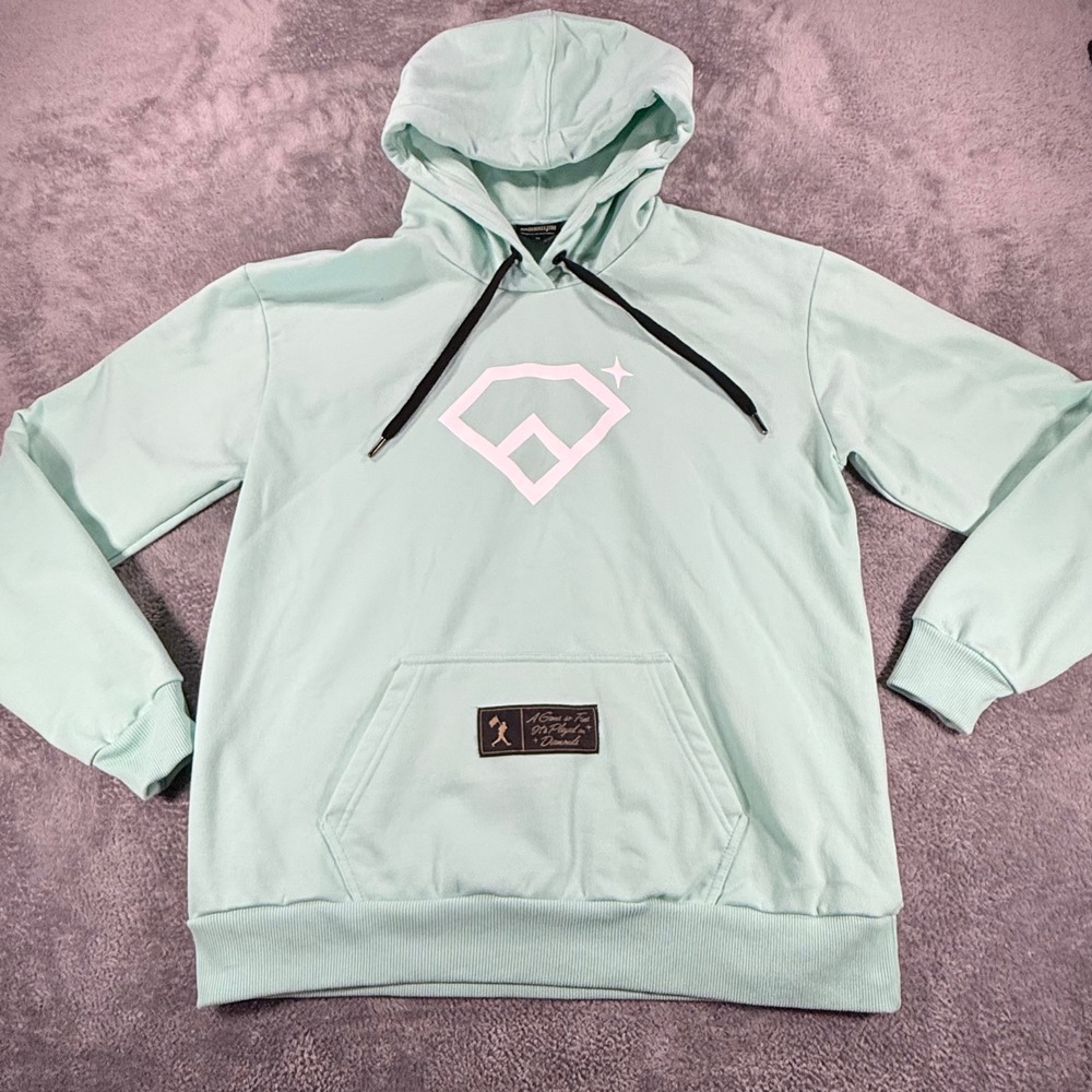 Baseballism A‎ Game So Fine 2.0 Mint Green Diamond Hoodie Womens Medium Baseball